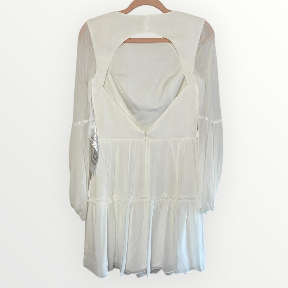 DRESS‎ THE POPULATION Open-Back Paola Fit & Flare White Cocktail Mini Dress, SM - Picture 6 of 10